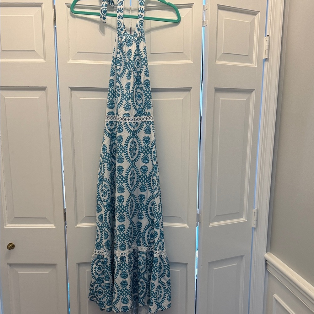 Cupshe Blue and White Patterned Maxi Dress